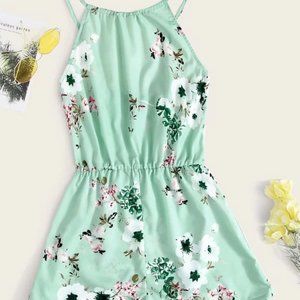 Green Floral Halterneck Romper in S, M, L